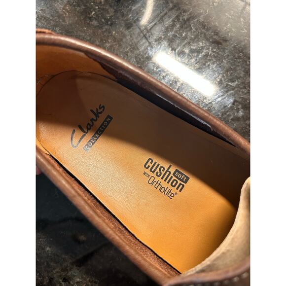 Clarks Oswick Plain Men’s Leather Slip on Driving Shoes‎ Career Brown Size 9.5 - Picture 8 of 10